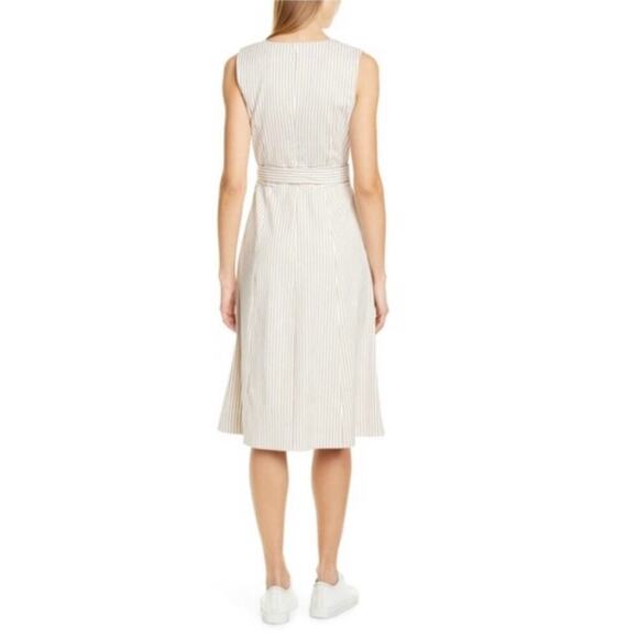 Nordstrom Signature Stripe Button Front Belted Dress Sz 4 - Picture 2 of 8